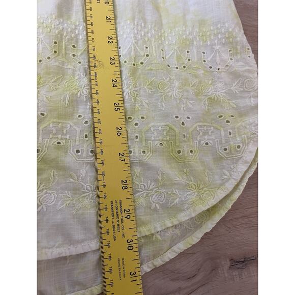 ANTHROPOLOGIE PILCRO CATE Button Down Watercolor Shirt Top Citron Yellow XL - Picture 5 of 10